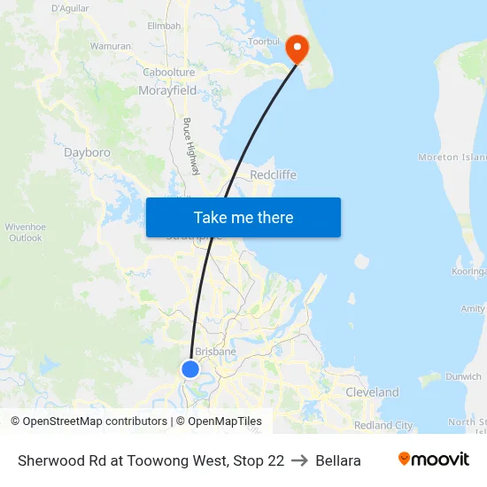 Sherwood Rd at Toowong West, Stop 22 to Bellara map