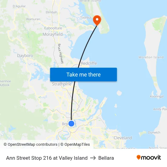 Ann Street Stop 216 at Valley Island to Bellara map