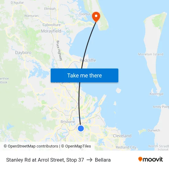 Stanley Rd at Arrol Street, Stop 37 to Bellara map