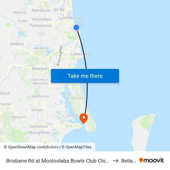 Brisbane Rd at Mooloolaba Bowls Club Closed to Bellara map