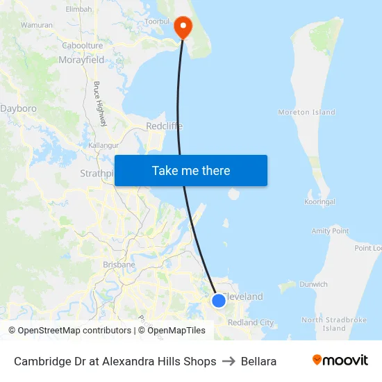 Cambridge Dr at Alexandra Hills Shops to Bellara map