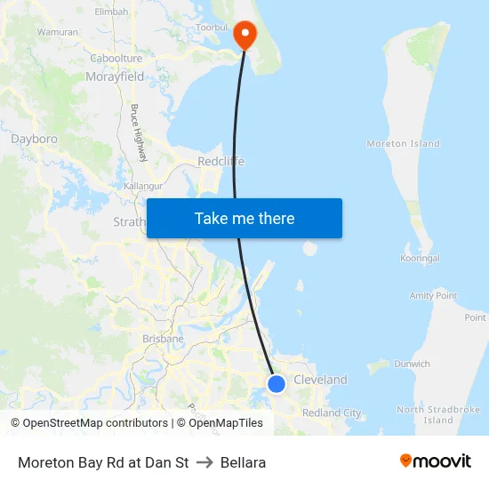 Moreton Bay Rd at Dan St to Bellara map