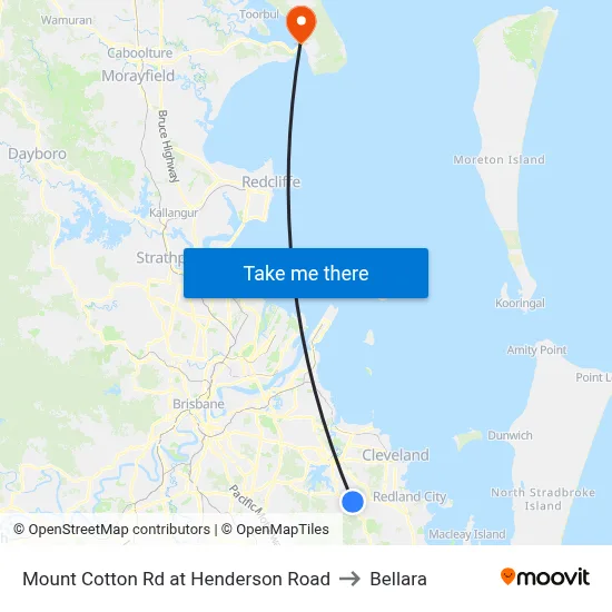 Mount Cotton Rd at Henderson Road to Bellara map
