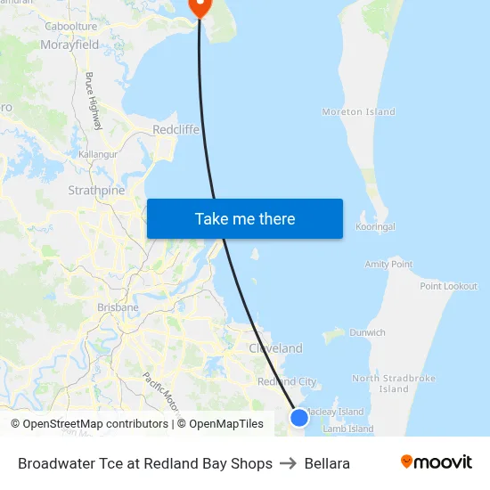 Broadwater Tce at Redland Bay Shops to Bellara map