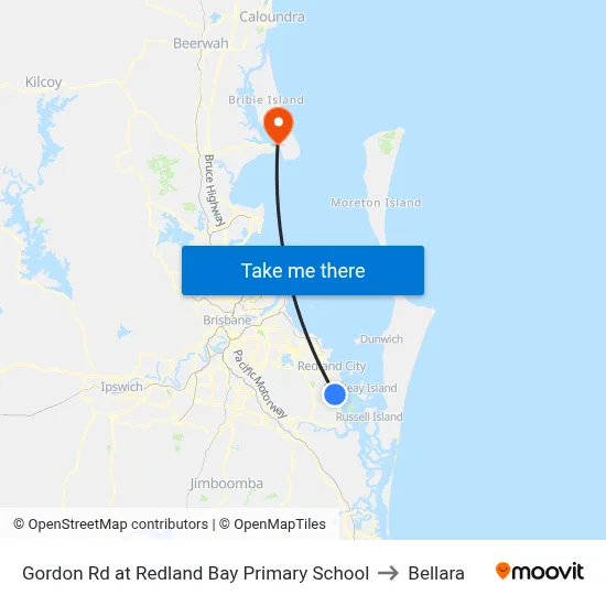 Gordon Rd at Redland Bay Primary School to Bellara map