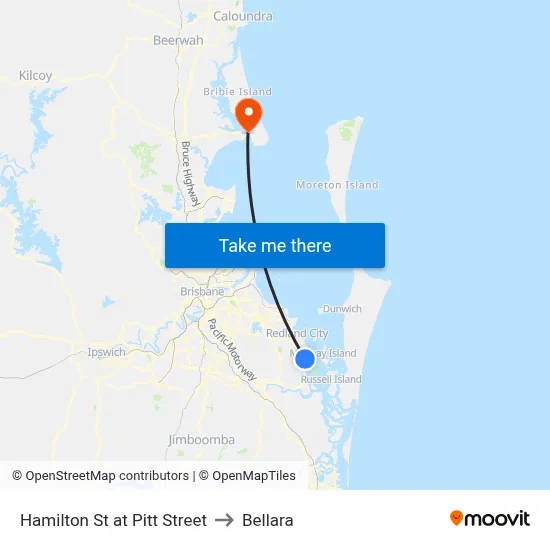 Hamilton St at Pitt Street to Bellara map