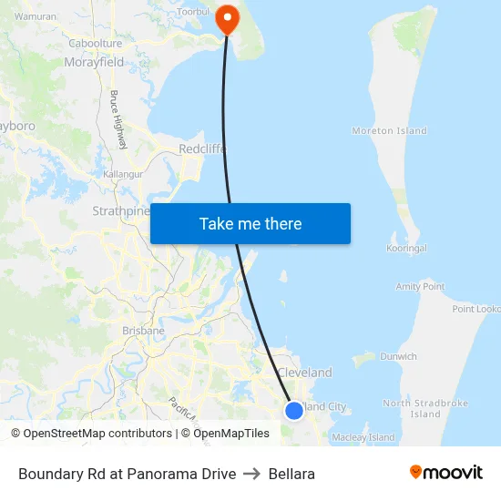 Boundary Rd at Panorama Drive to Bellara map