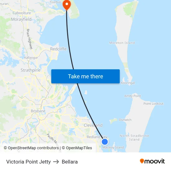 Victoria Point Jetty to Bellara map