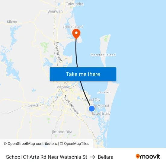 School Of Arts Rd Near Watsonia St to Bellara map