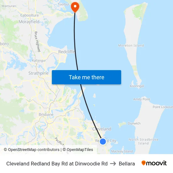 Cleveland Redland Bay Rd at Dinwoodie Rd to Bellara map