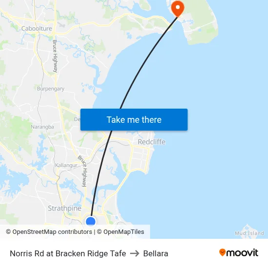 Norris Rd at Bracken Ridge Tafe to Bellara map