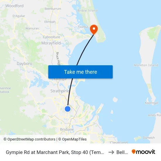 Gympie Rd at Marchant Park, Stop 40 (Temp Closure) to Bellara map