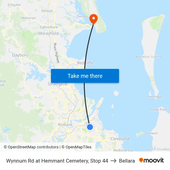 Wynnum Rd at Hemmant Cemetery, Stop 44 to Bellara map