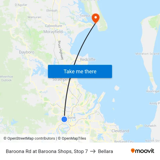 Baroona Rd at Baroona Shops, Stop 7 to Bellara map