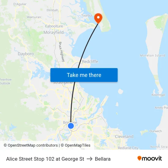 Alice Street Stop 102 at George St to Bellara map