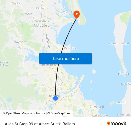 Alice St Stop 99 at Albert St to Bellara map