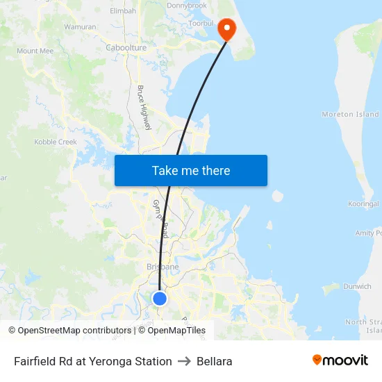Fairfield Rd at Yeronga Station to Bellara map