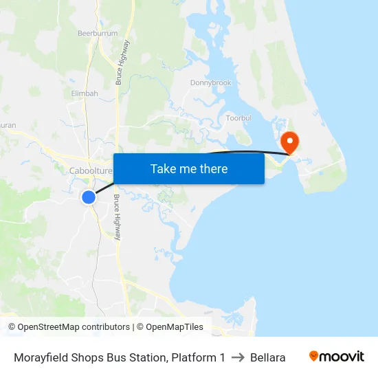 Morayfield Shops Bus Station, Platform 1 to Bellara map
