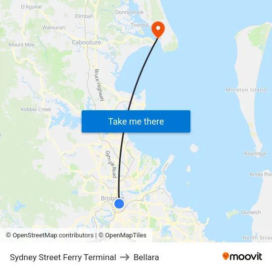 Sydney Street Ferry Terminal to Bellara map