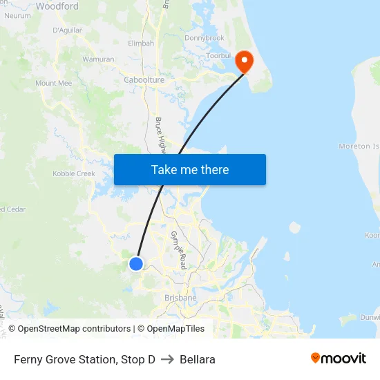 Ferny Grove Station, Stop D to Bellara map