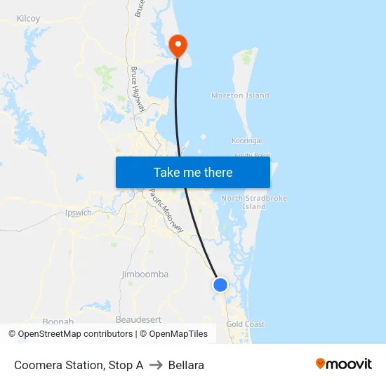 Coomera Station, Stop A to Bellara map