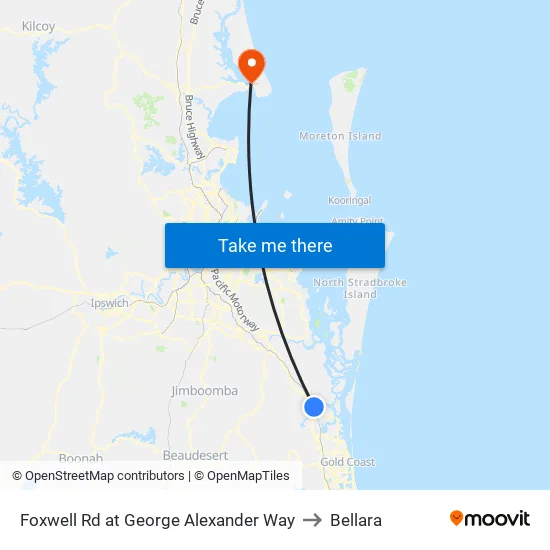 Foxwell Rd at George Alexander Way to Bellara map