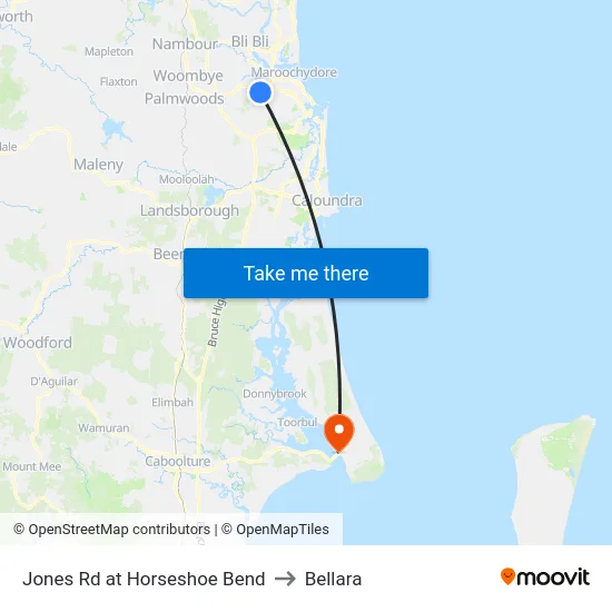 Jones Rd at Horseshoe Bend to Bellara map