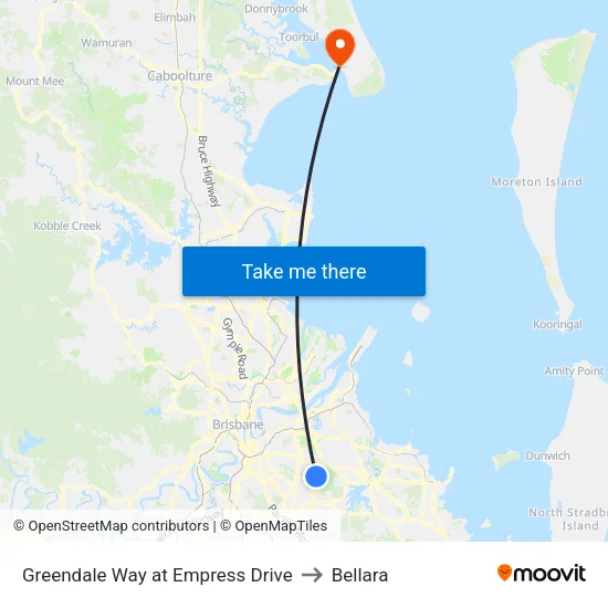 Greendale Way at Empress Drive to Bellara map