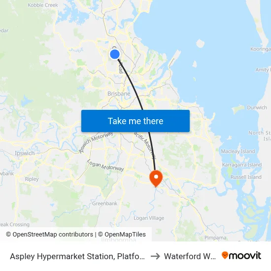 Aspley Hypermarket Station, Platform C to Waterford West map