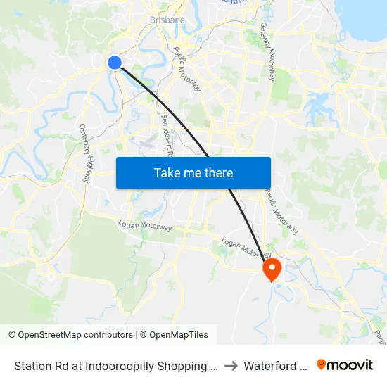 Station Rd at Indooroopilly Shopping Ctr, Stop D to Waterford West map