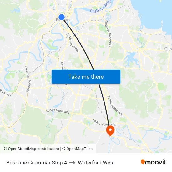 Brisbane Grammar Stop 4 to Waterford West map