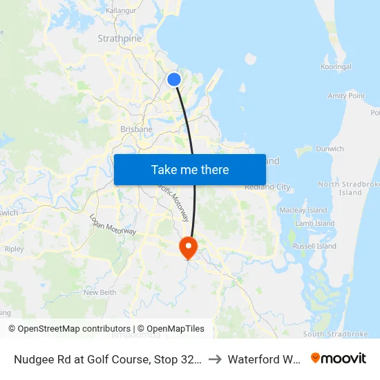 Nudgee Rd at Golf Course, Stop 32/35 to Waterford West map