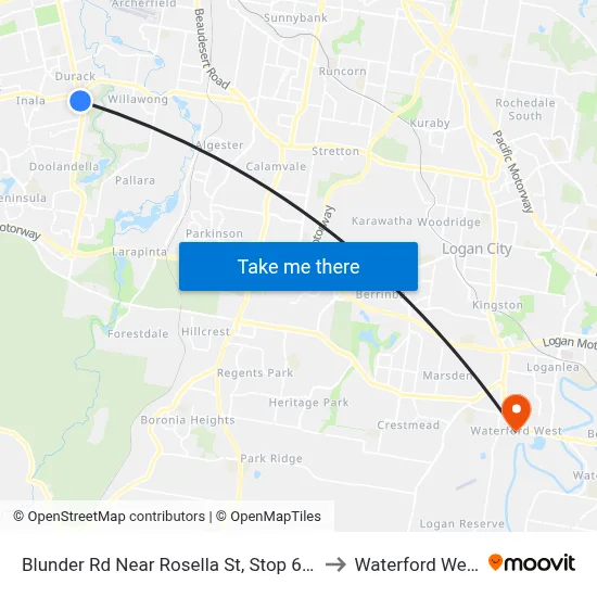 Blunder Rd Near Rosella St, Stop 60a to Waterford West map