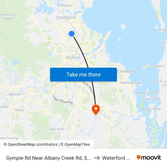 Gympie Rd Near Albany Creek Rd, Stop 42 to Waterford West map