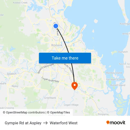 Gympie Rd at Aspley to Waterford West map