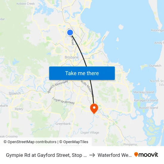 Gympie Rd at Gayford Street, Stop 44 to Waterford West map