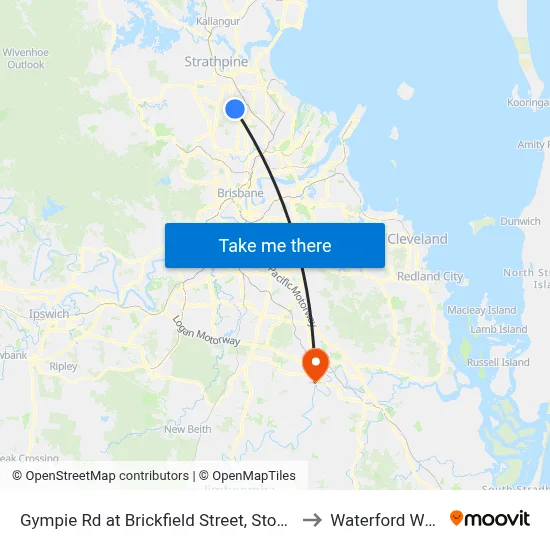 Gympie Rd at Brickfield Street, Stop 45 to Waterford West map