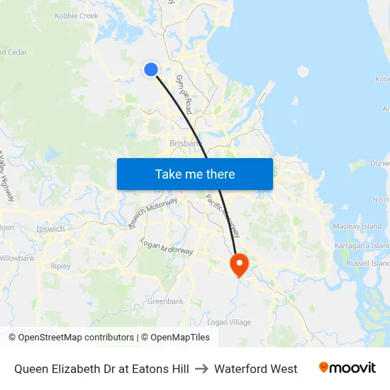 Queen Elizabeth Dr at Eatons Hill to Waterford West map