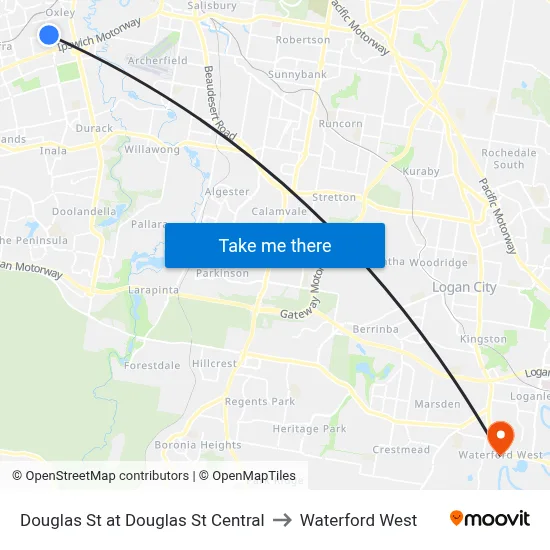 Douglas St at Douglas St Central to Waterford West map
