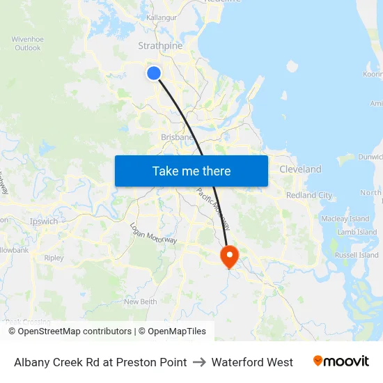 Albany Creek Rd at Preston Point to Waterford West map