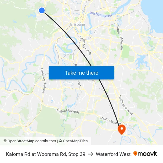 Kaloma Rd at Woorama Rd, Stop 39 to Waterford West map