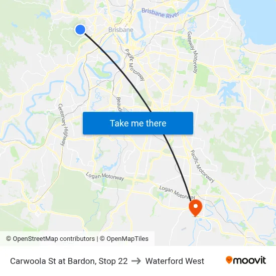 Carwoola St at Bardon, Stop 22 to Waterford West map