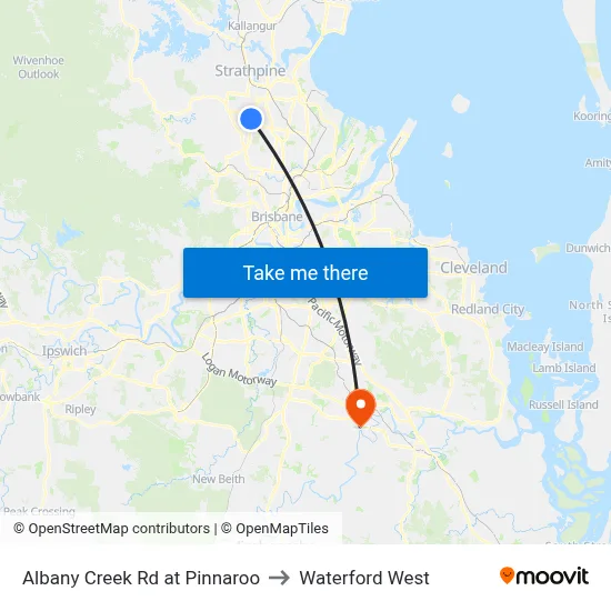 Albany Creek Rd at Pinnaroo to Waterford West map