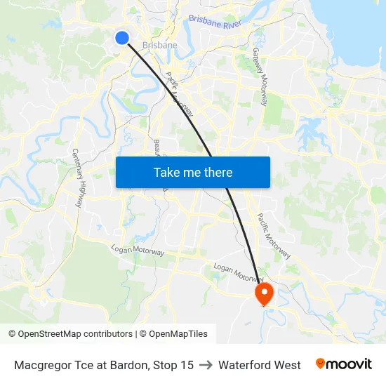 Macgregor Tce at Bardon, Stop 15 to Waterford West map