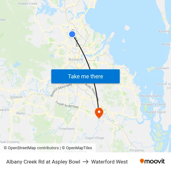 Albany Creek Rd at Aspley Bowl to Waterford West map