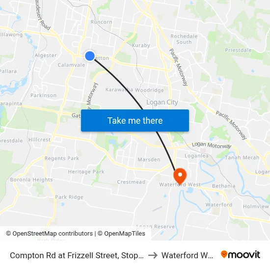 Compton Rd at Frizzell Street, Stop 85 to Waterford West map