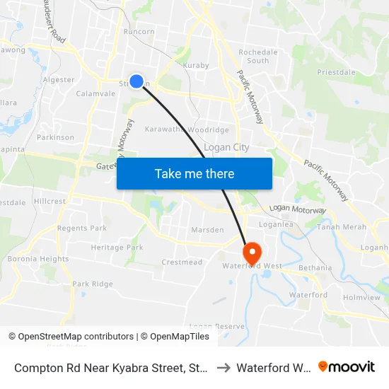 Compton Rd Near Kyabra Street, Stop 86 to Waterford West map