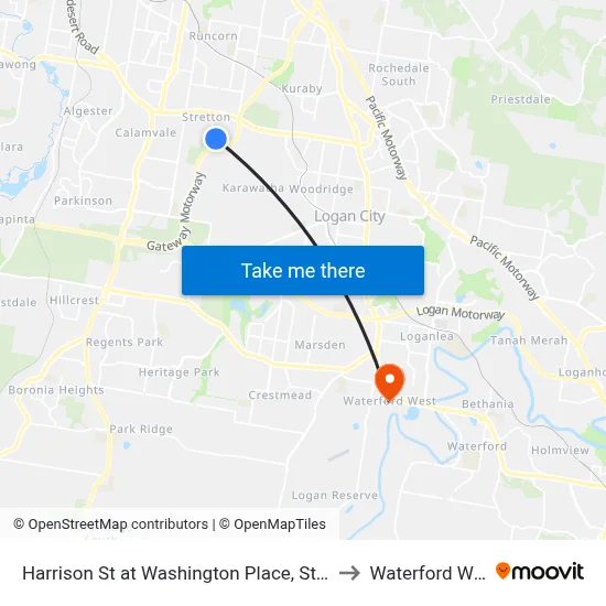 Harrison St at Washington Place, Stop 90 to Waterford West map