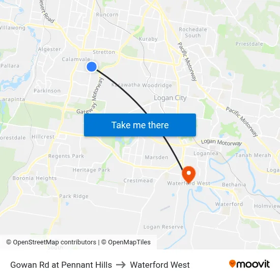 Gowan Rd at Pennant Hills to Waterford West map