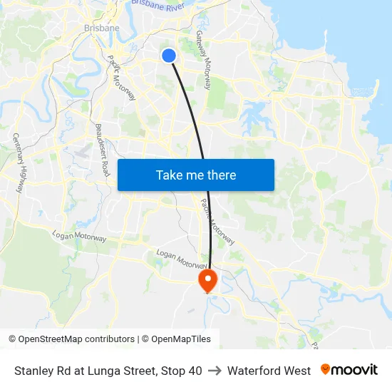 Stanley Rd at Lunga Street, Stop 40 to Waterford West map